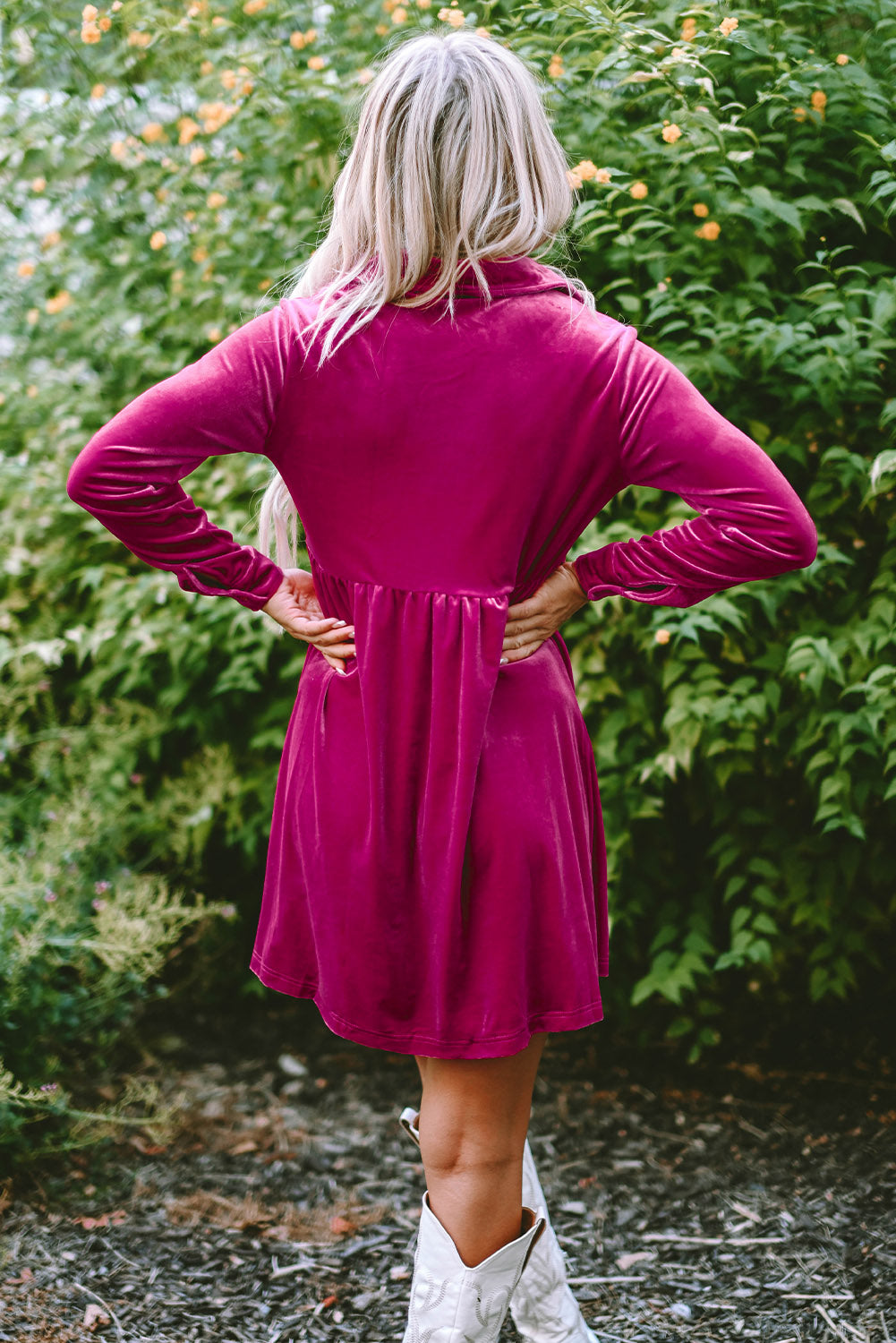 Rose Ruffle Velvet Dress