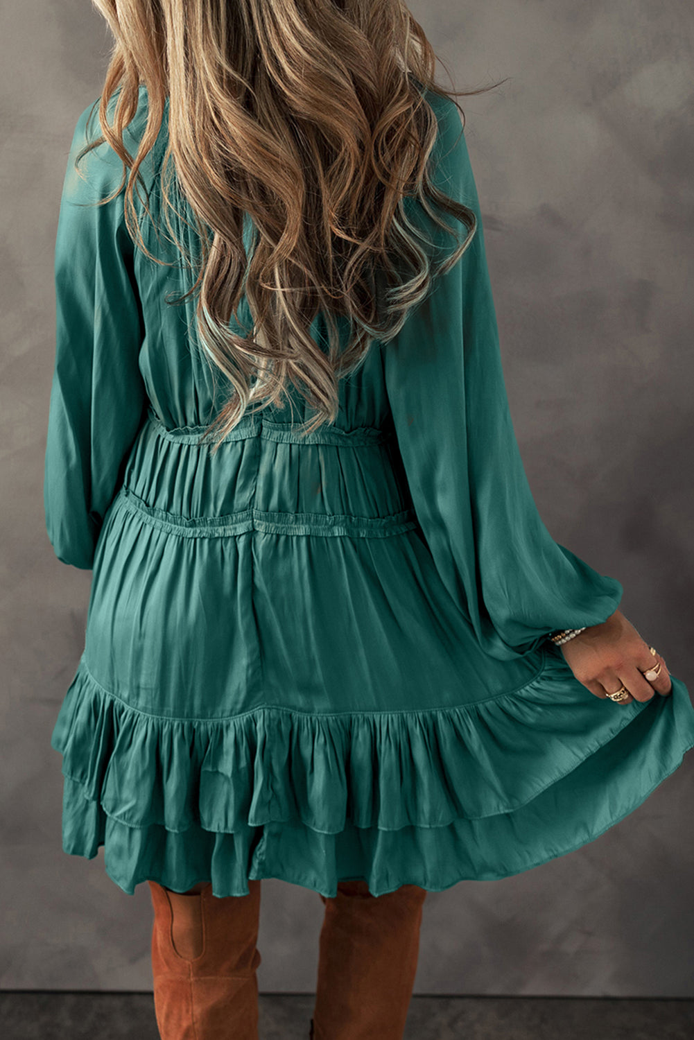 Mist Green Tiered Mini Dress