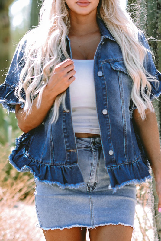 Peacock Blue Denim Jacket