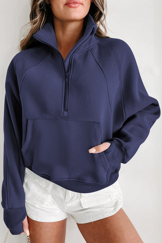 Navy Blue Zip Up Sweatshirt