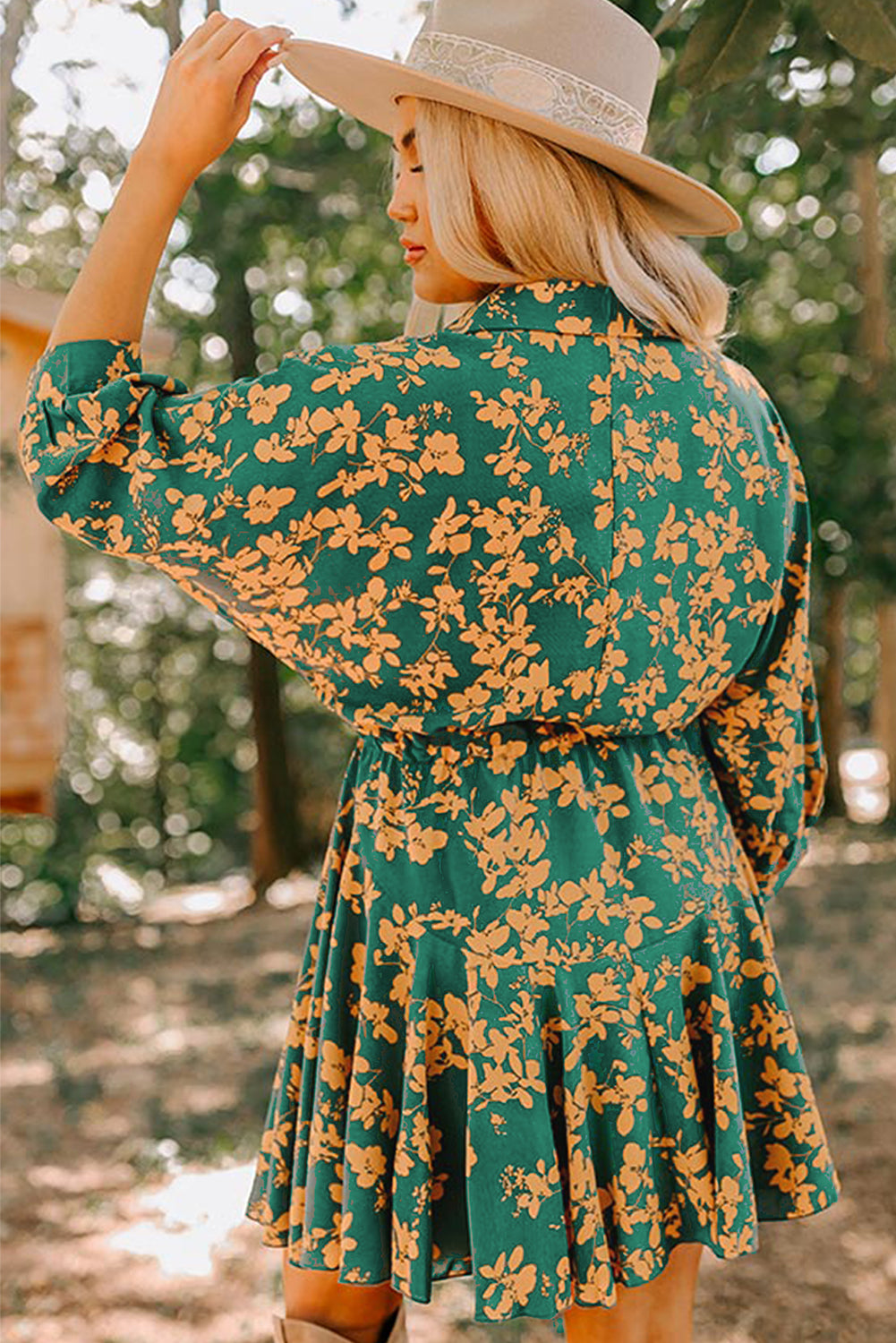 Green Floral Short Dress