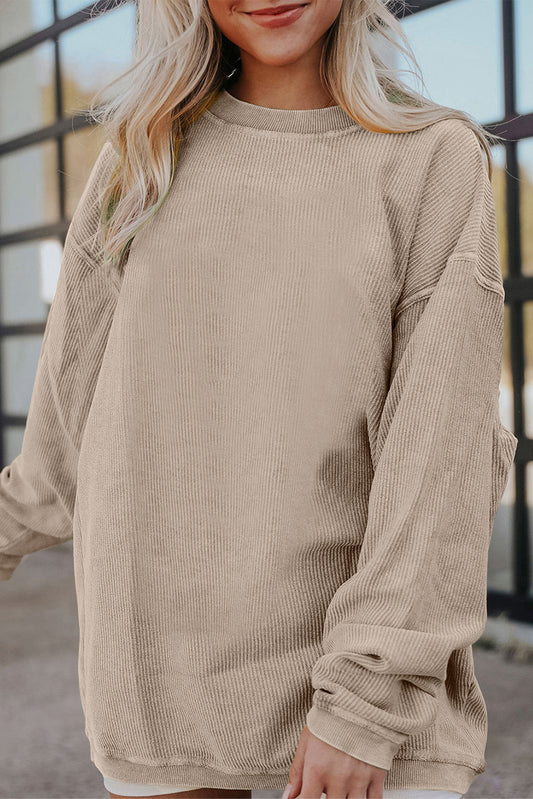 Smoke Gray Ribbed Corduroy Sweatshirt