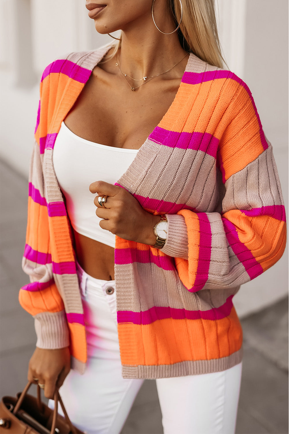 Orange Striped Cardigan