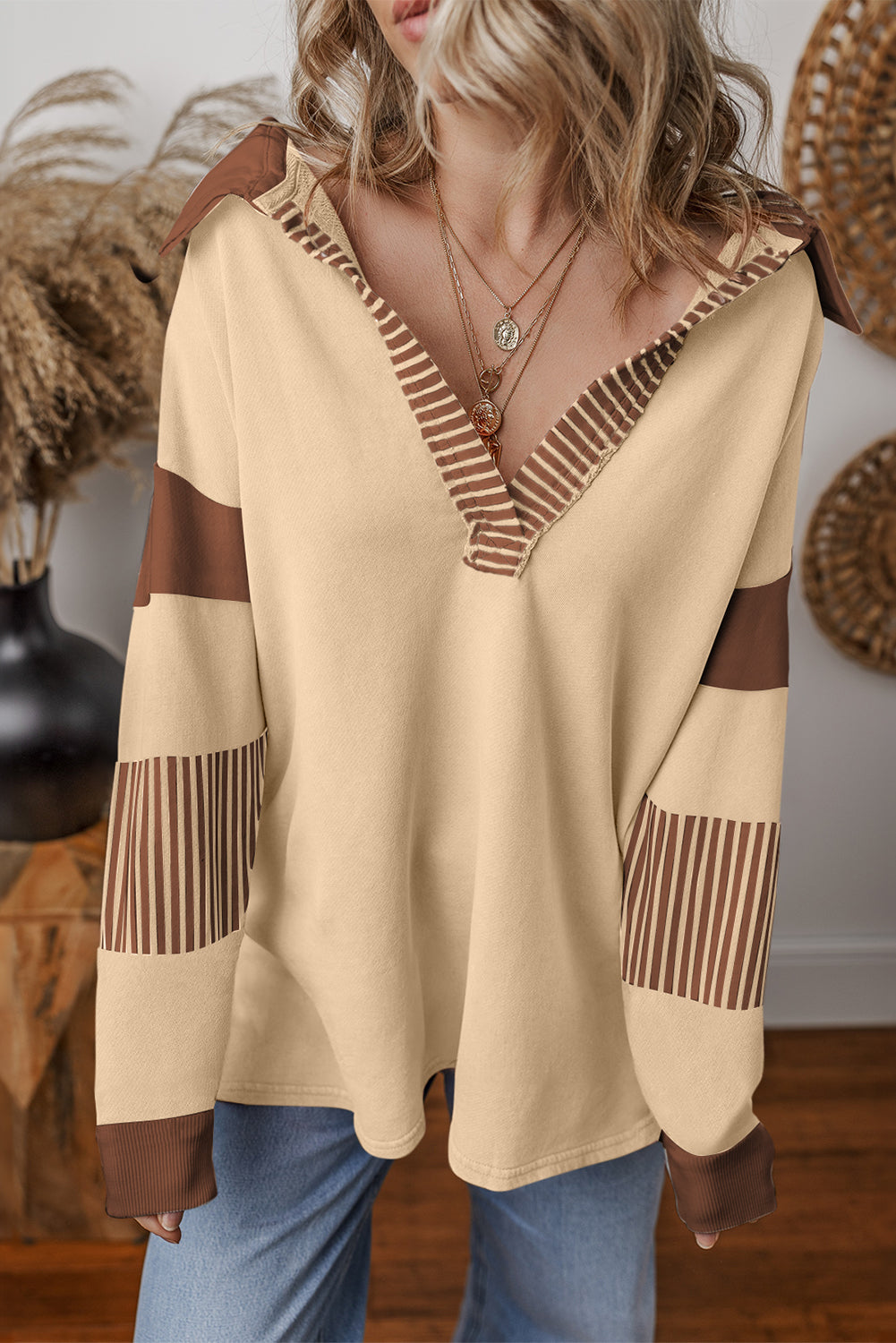 Light French Beige Striped Top