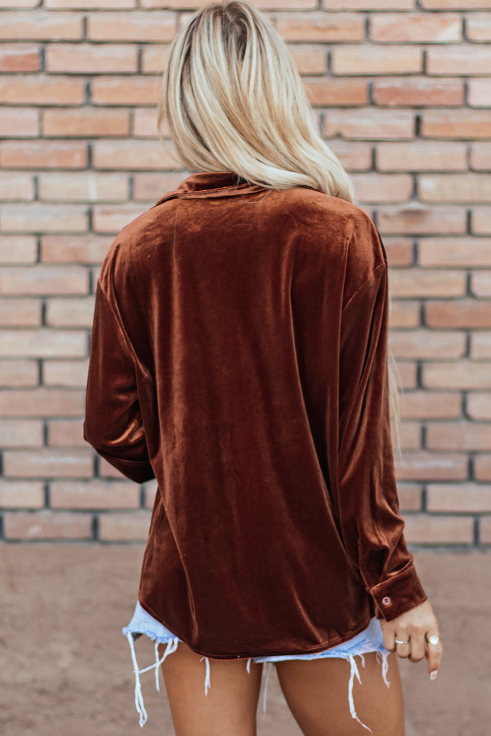 Chestnut Chest Pocket Velvet Top