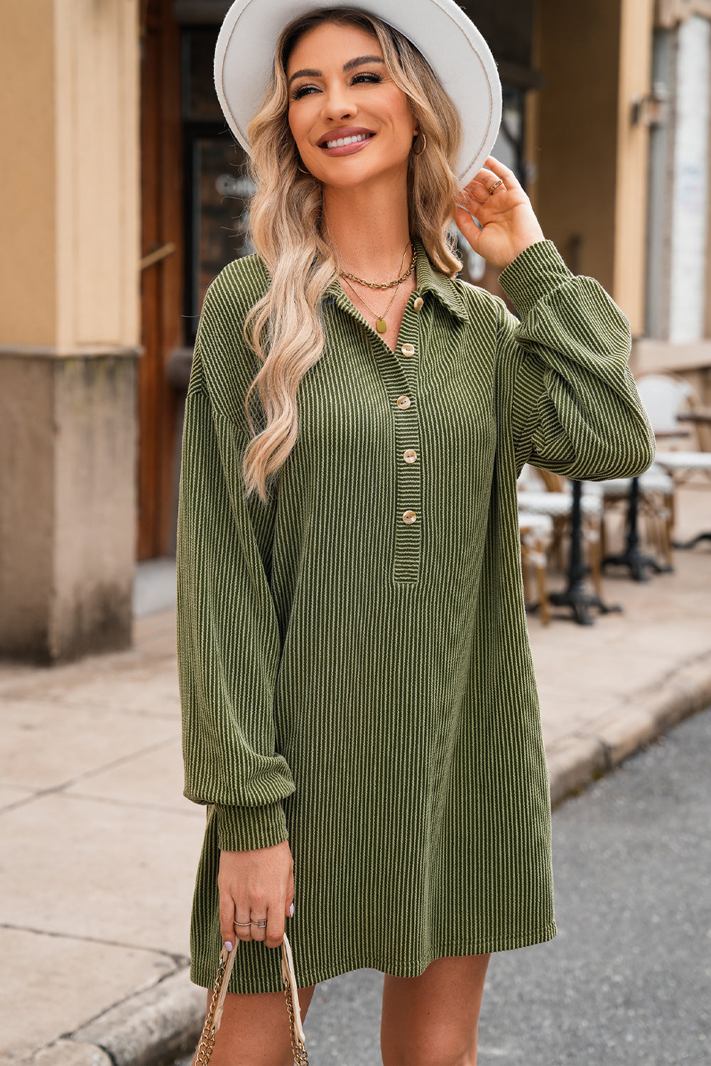 Moss Green Corded Dress