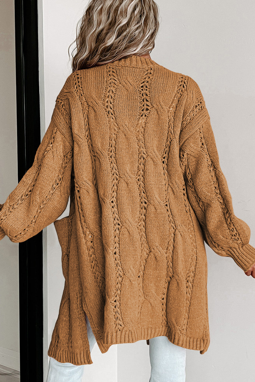 Khaki Ribbed Knit Cardigan