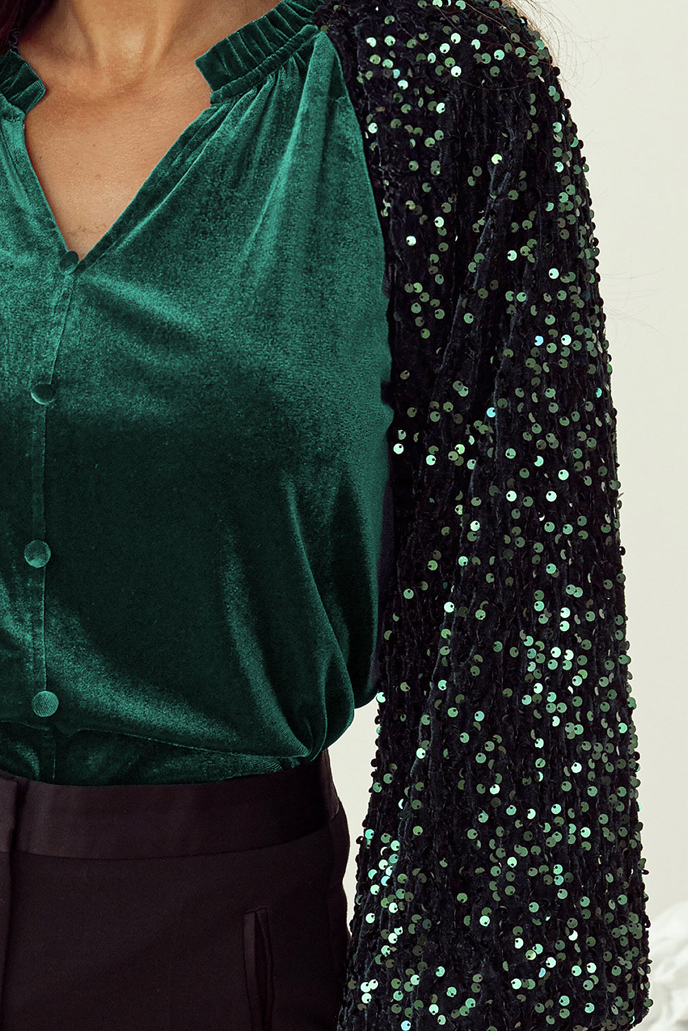 Evergreen Sequin Velvet Top