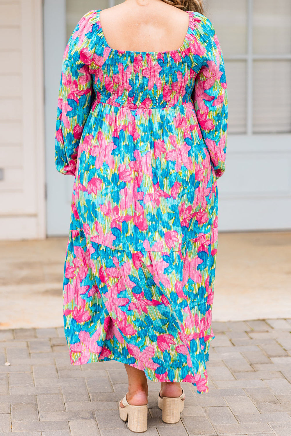 Sky Blue Floral Plus Size Maxi Dress