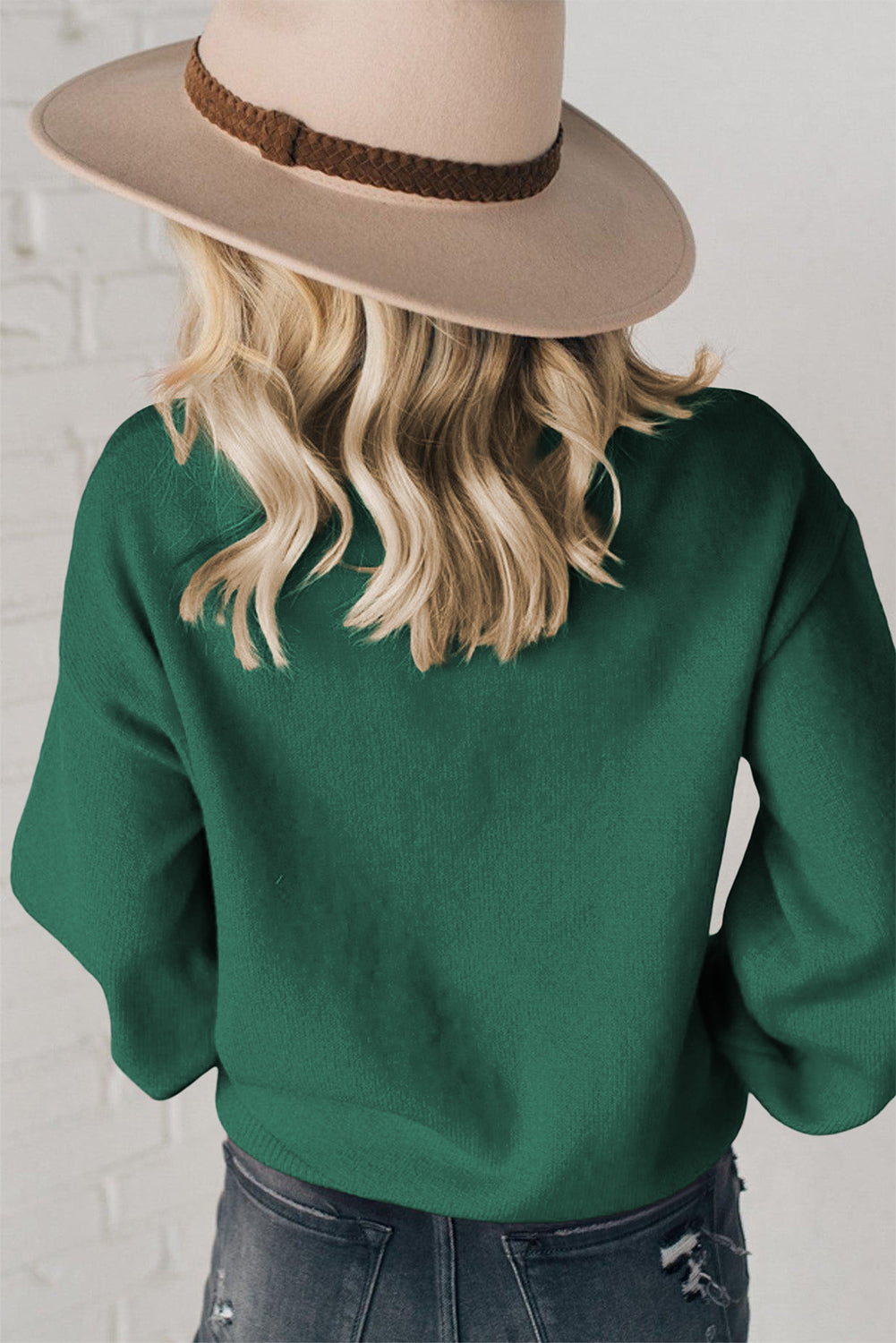 Merry Green Pearl Beaded Sweater