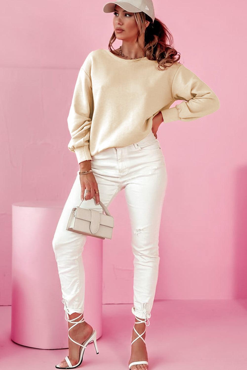 Apricot Bowknot Sweatshirt