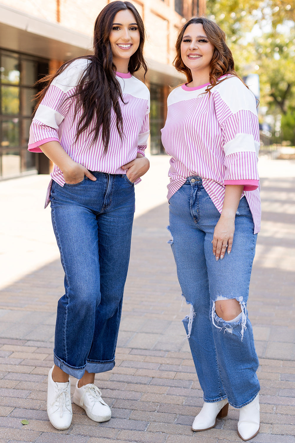 Purple Striped Casual Top