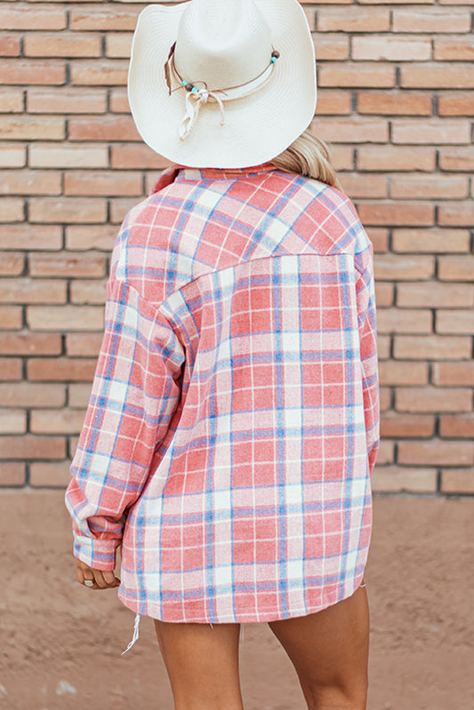 Pink Plaid Button Up Shacket