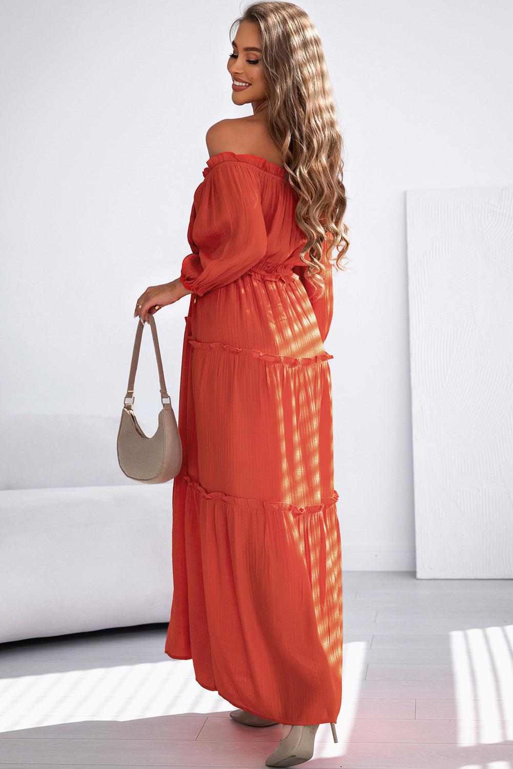 Orange Ruffled Maxi Dress