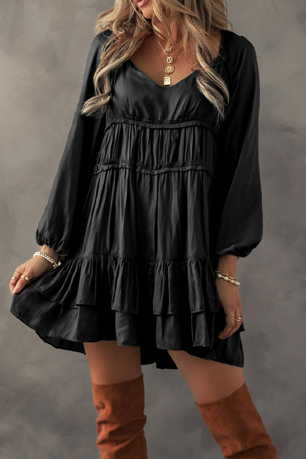 Black Tiered Mini Dress