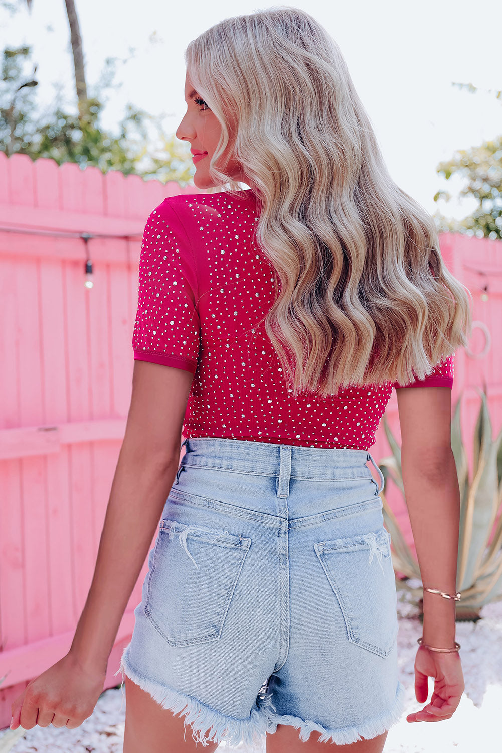 Rose Rhinestone Bodysuit