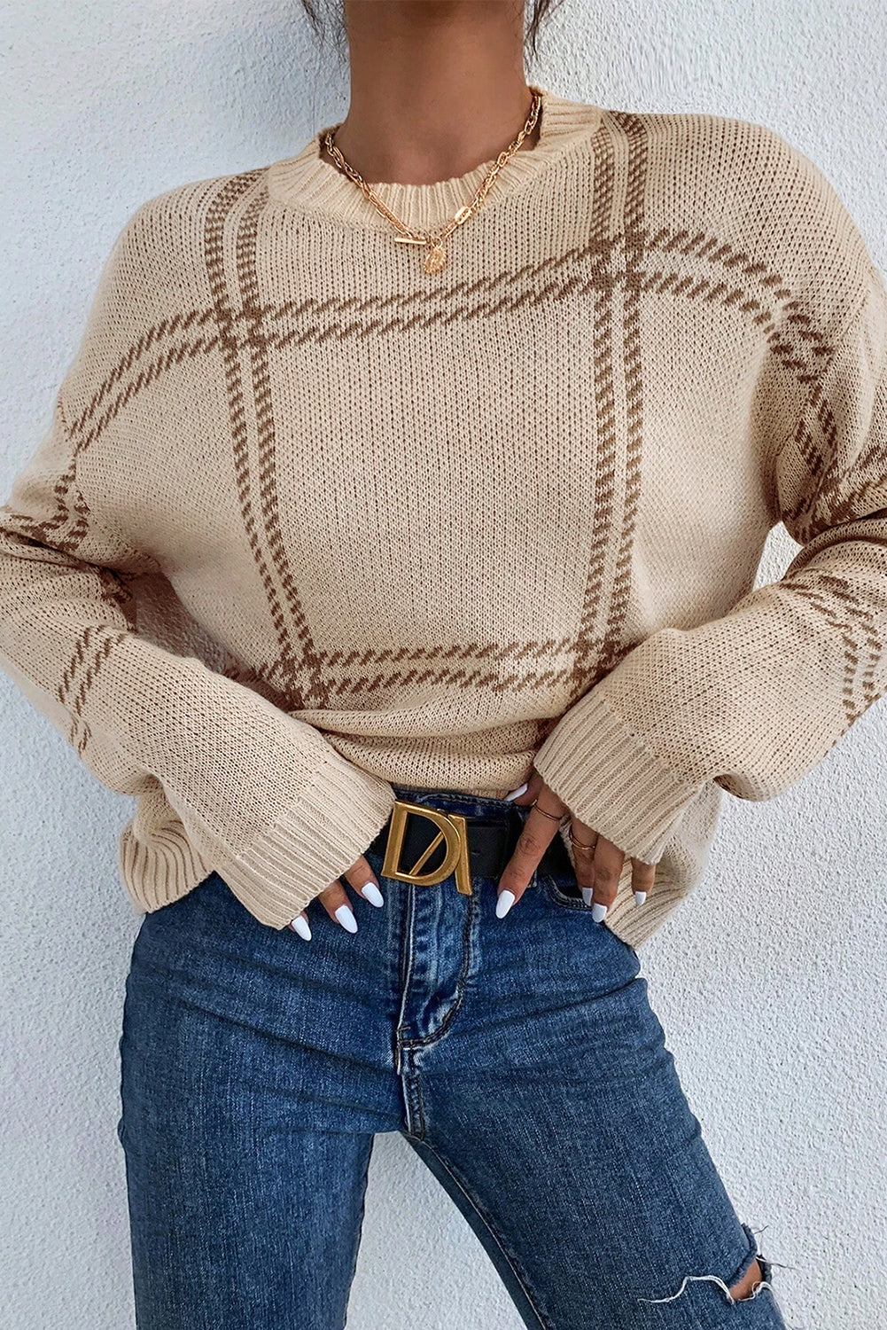 Khaki Plaid Sweater