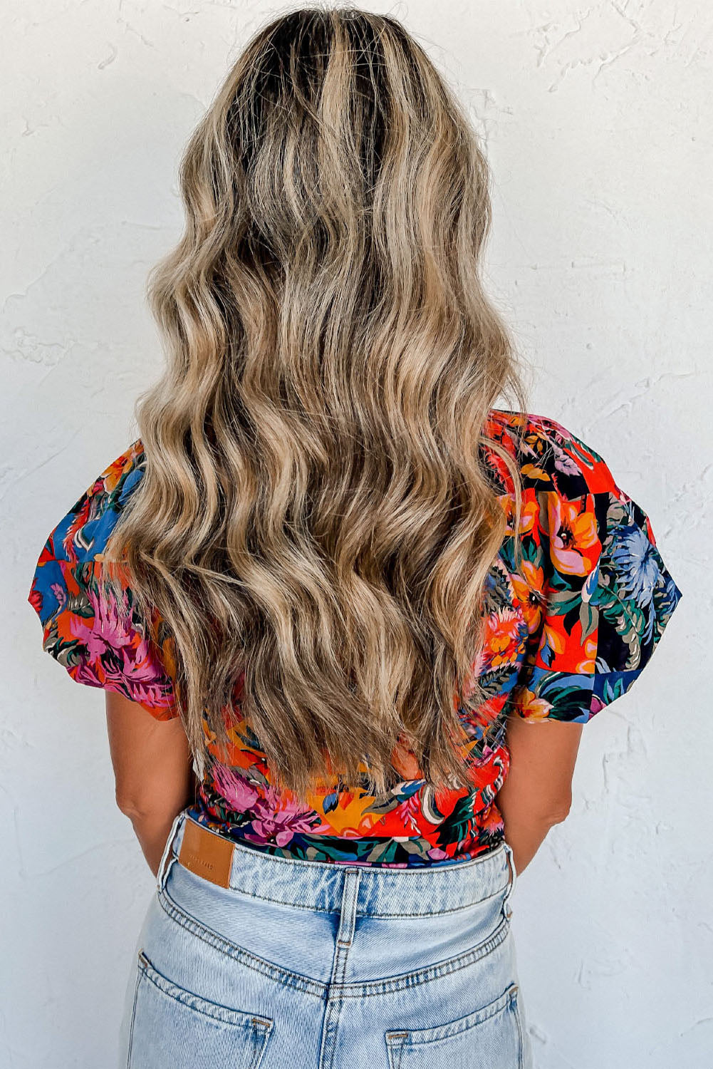 Orange Floral Print Top