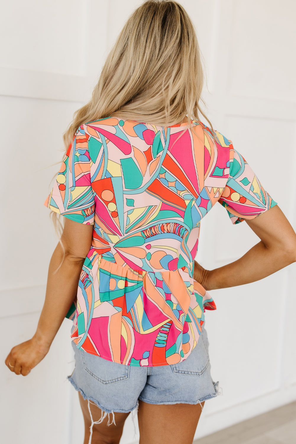 Multicolor Boho Abstract Flowy Top