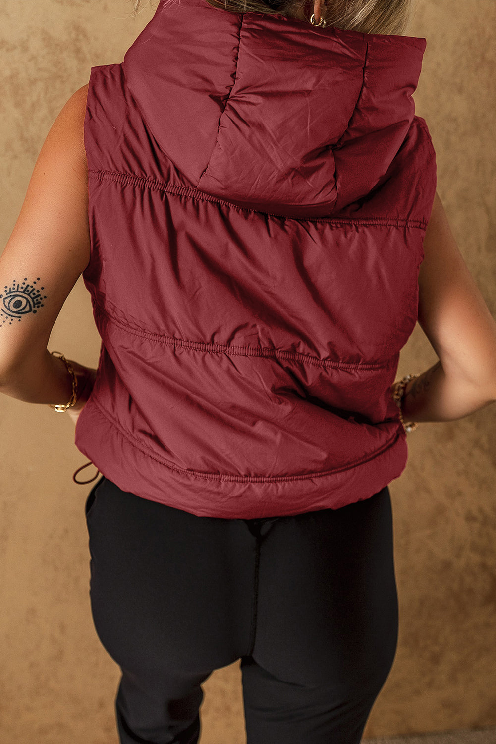 Clay Zip-up Hooded Puffer Vest