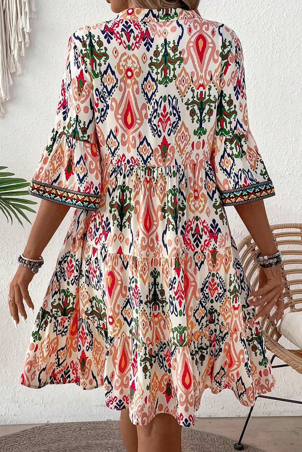 Multicolour Boho Print Mini Dress