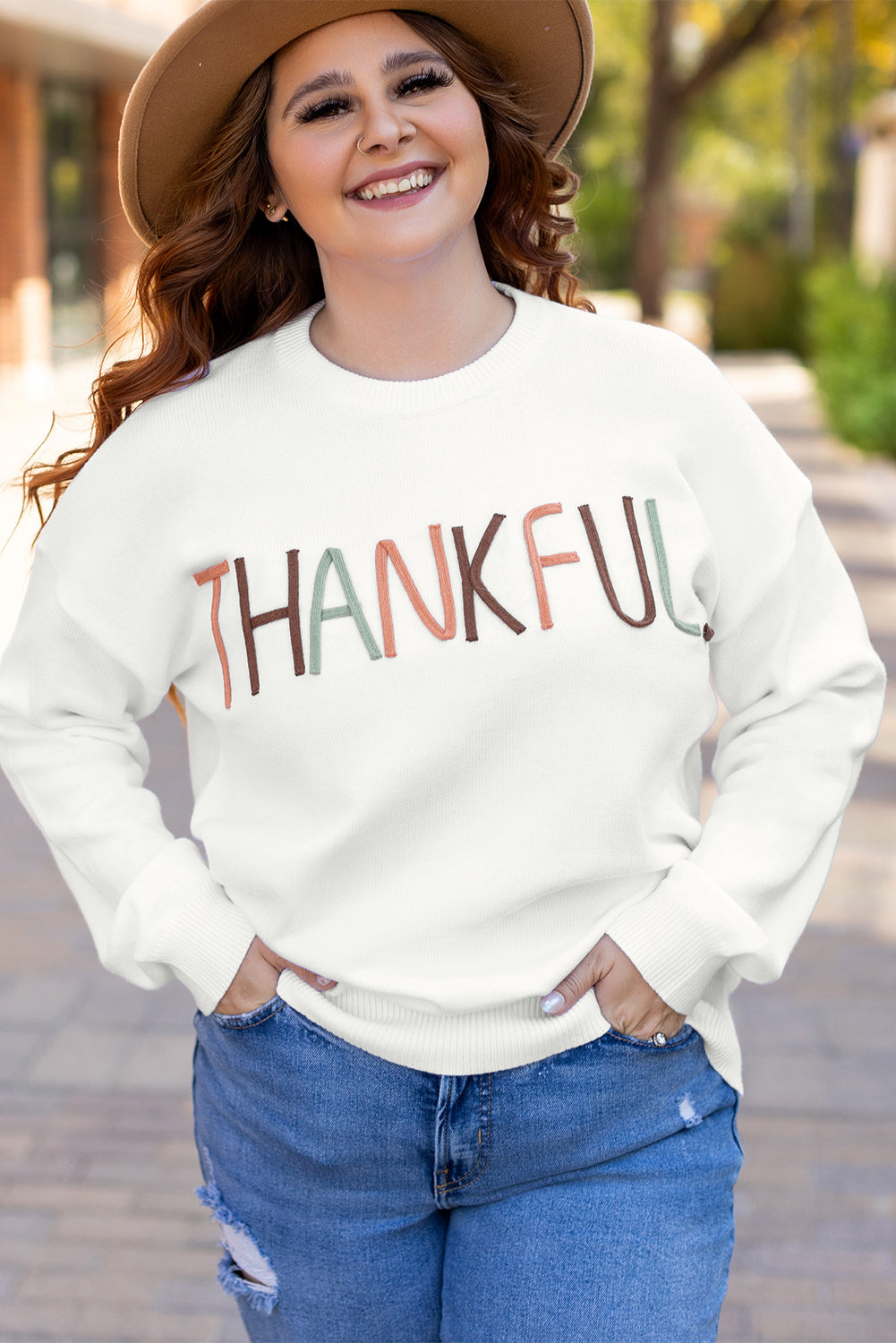 Thankful Ivory Plus Size Sweater