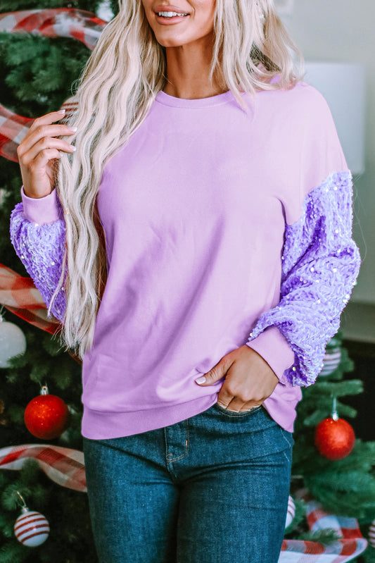 Orchid Sequin Sleeve Top