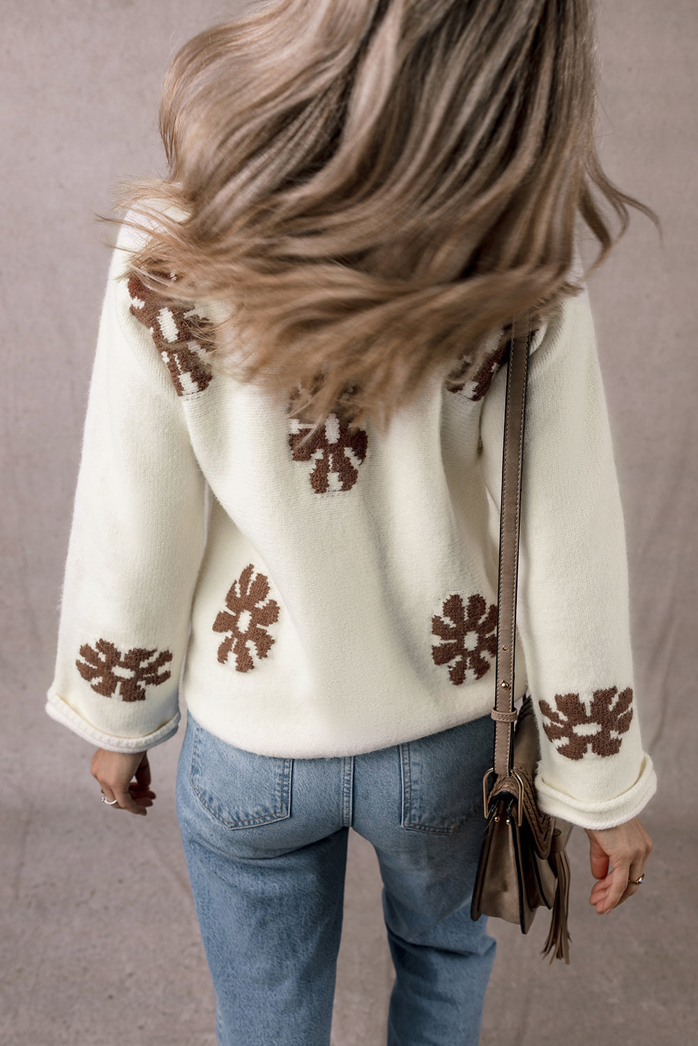 Brown Floral Sweater