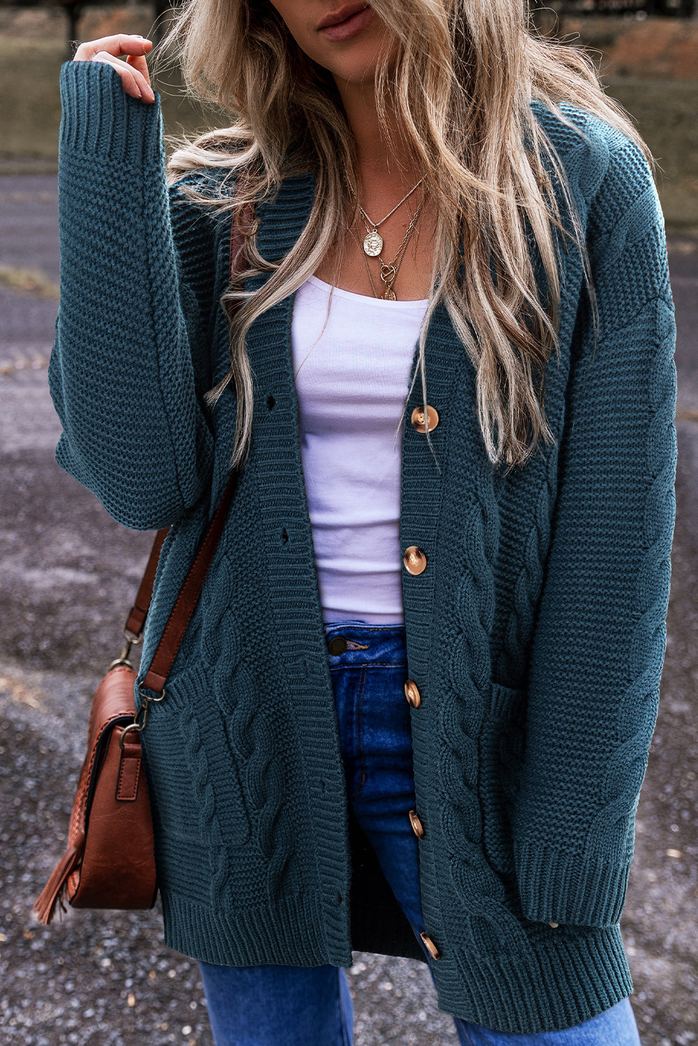 Peacock Blue Baggy Cardigan