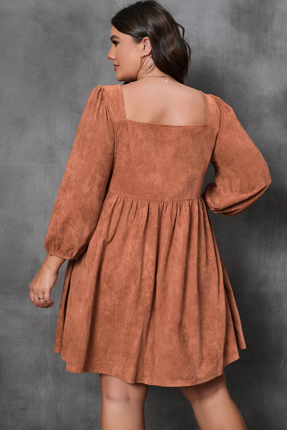 Plus Size Chestnut Suede Dress