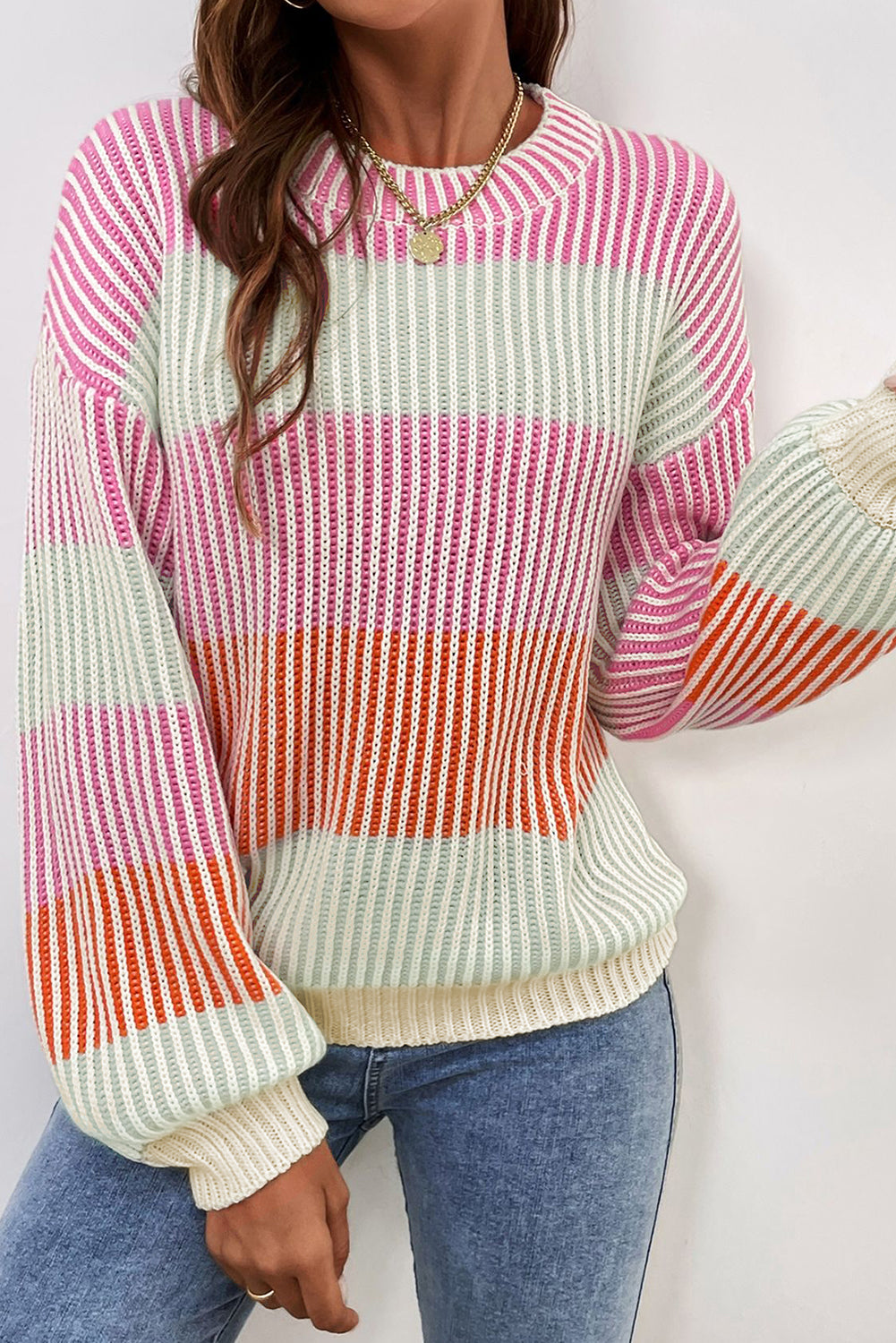 Pink Colorblock Sweater