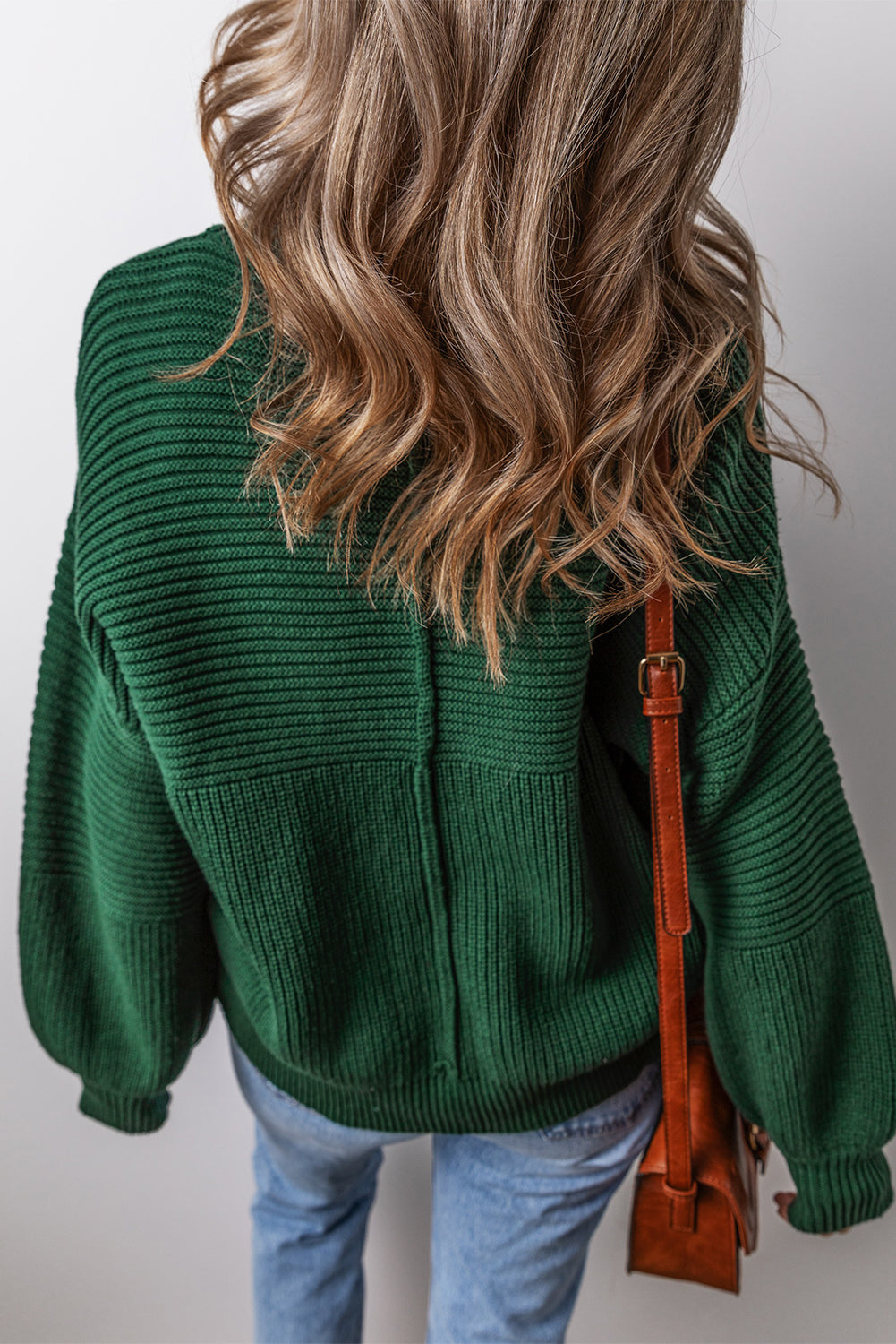 Green Textured Knit Sweater