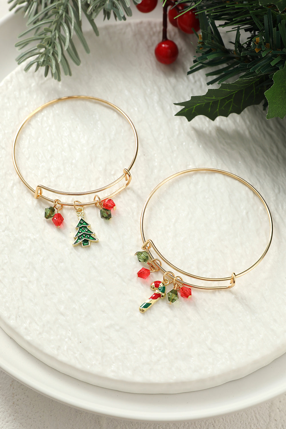 Gold Christmas Candy Cane Bracelet