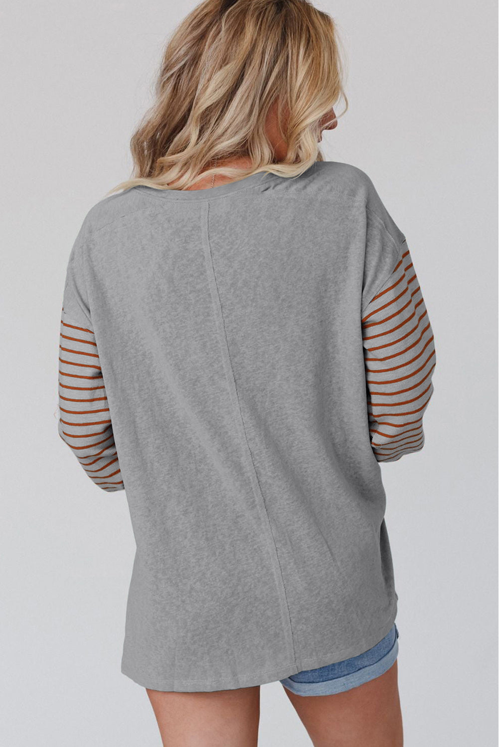 Gray & Tan Stripe Top