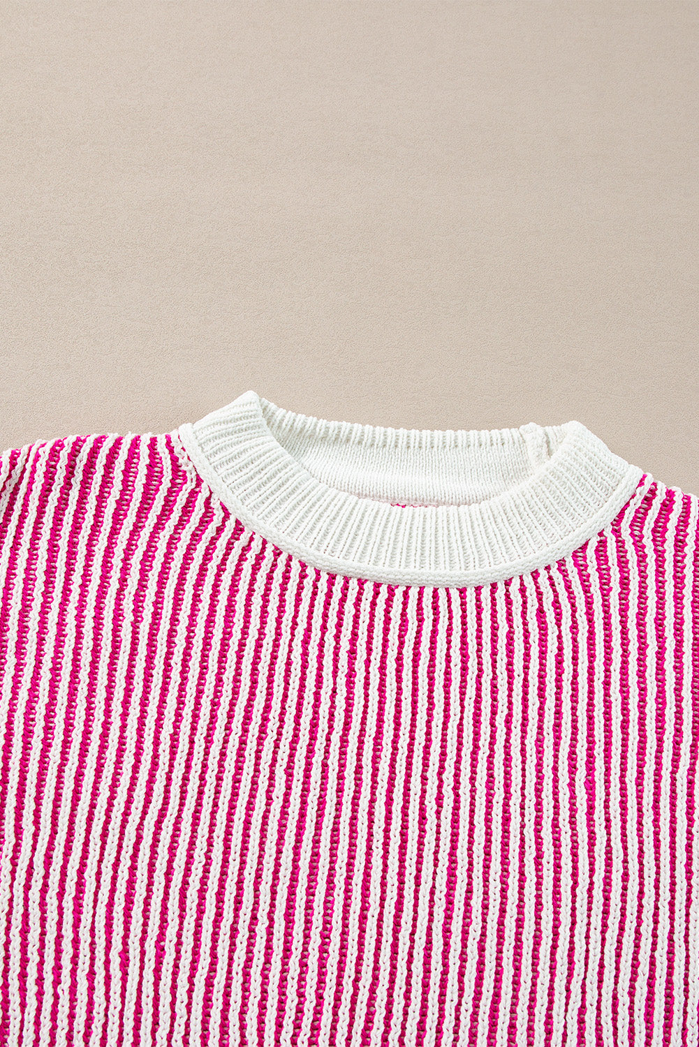 Bright Pink Striped Textured Sweater