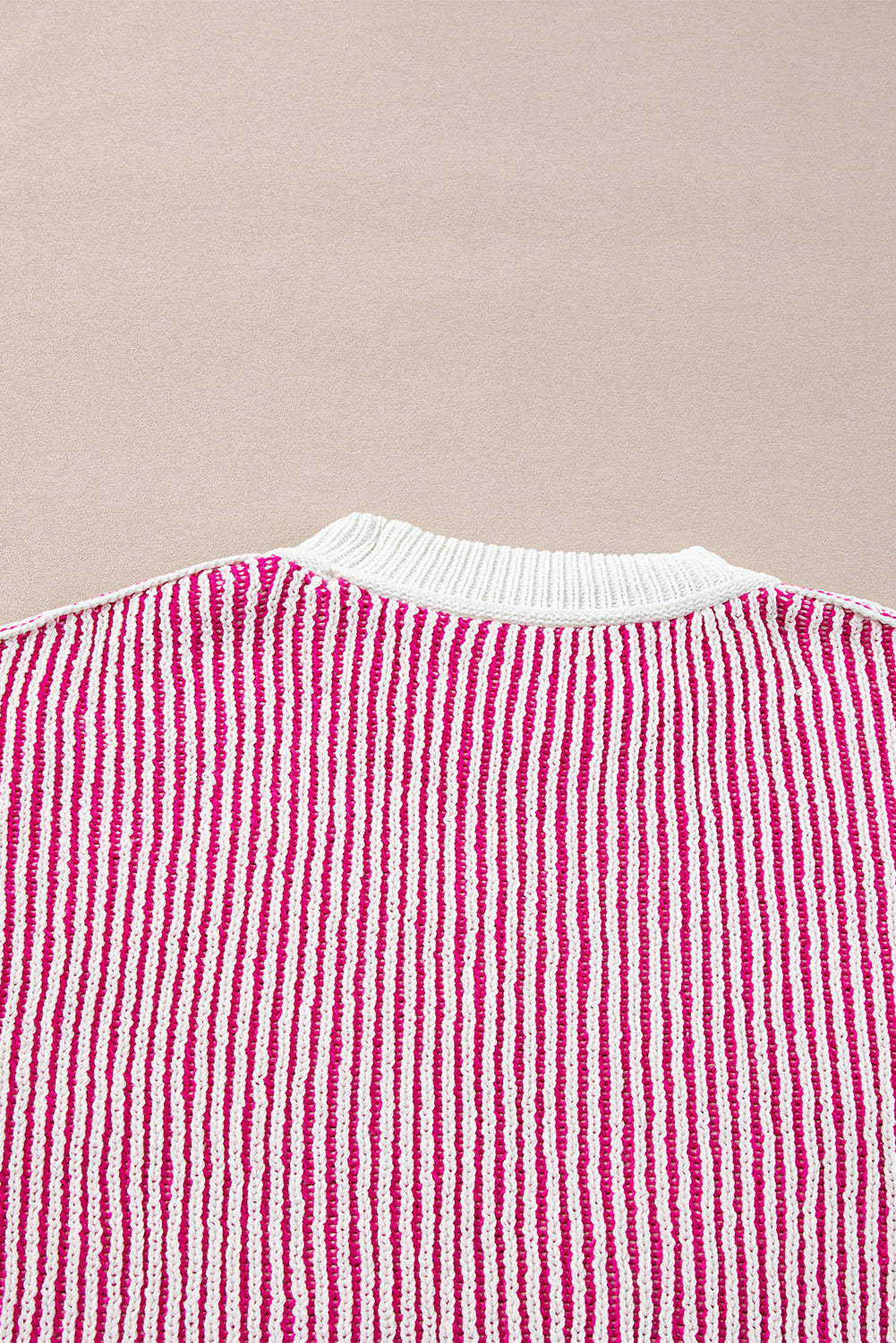 Bright Pink Striped Textured Sweater