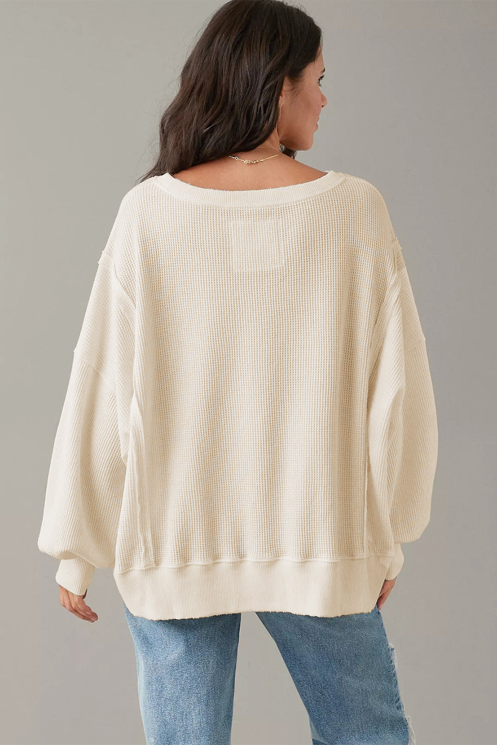 White Waffle Oversized Top