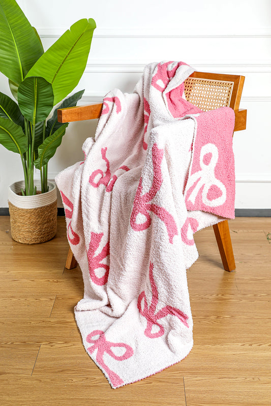 Pink Bow Soft Throw Blanket