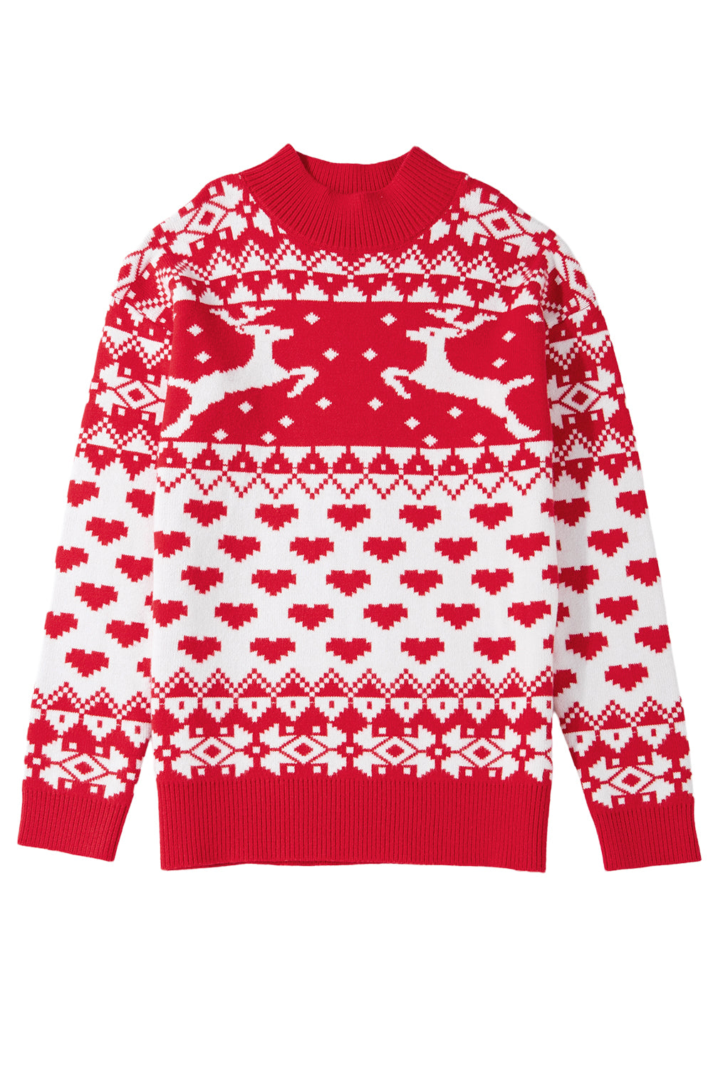 Red Christmas Reindeer Heart Sweater