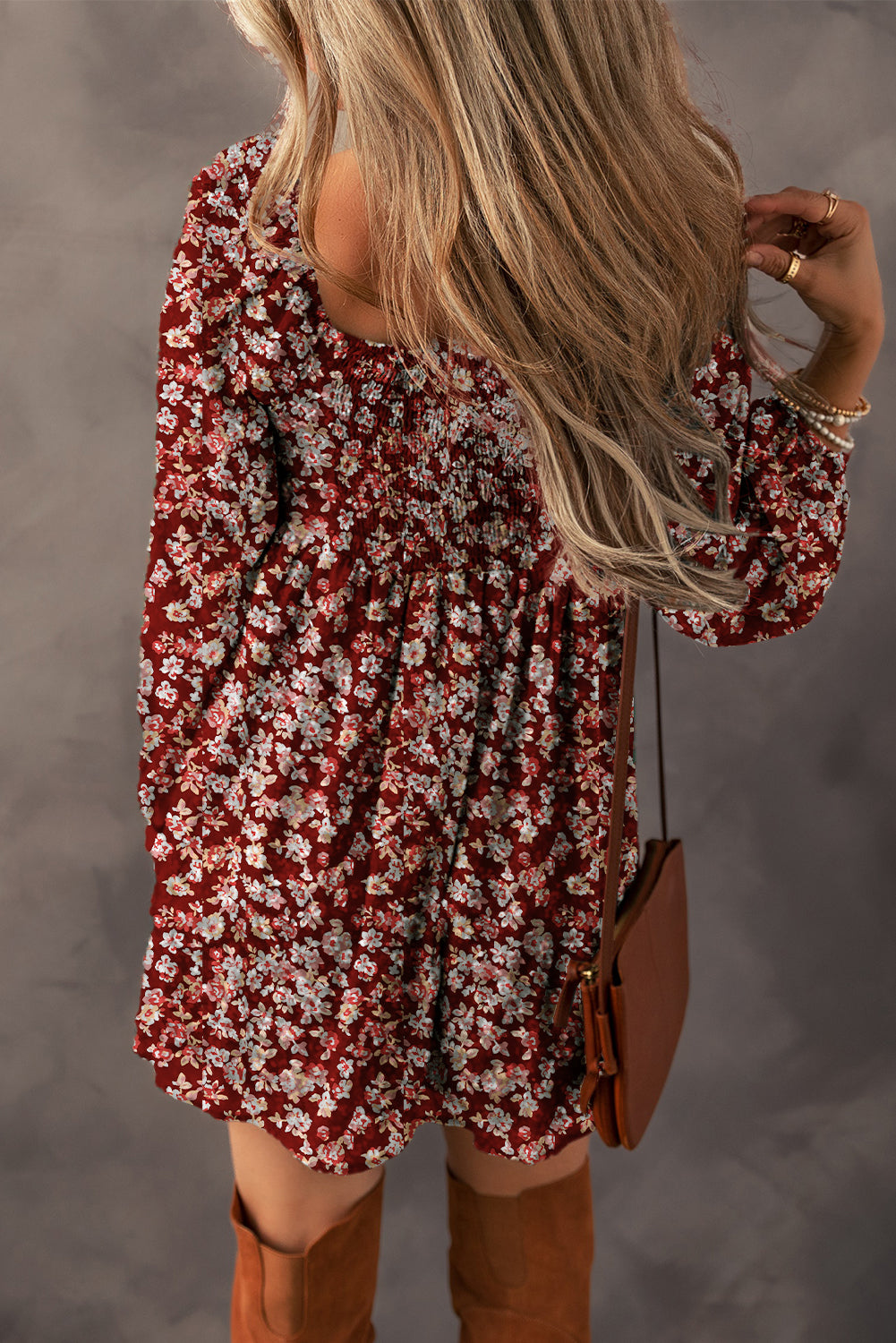 Red Floral Print Mini Dress