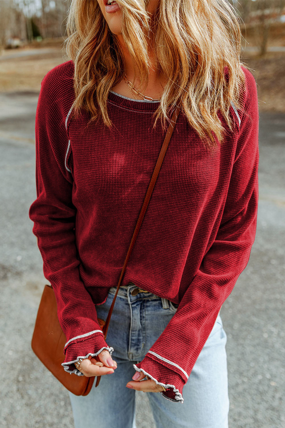 Red Textured Top