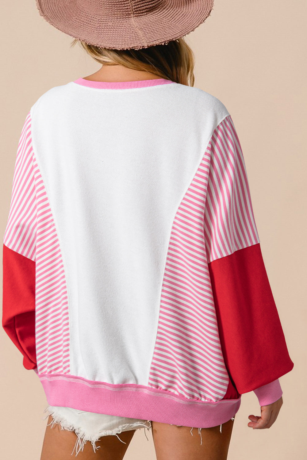 Rose Red Striped Sweatshirt