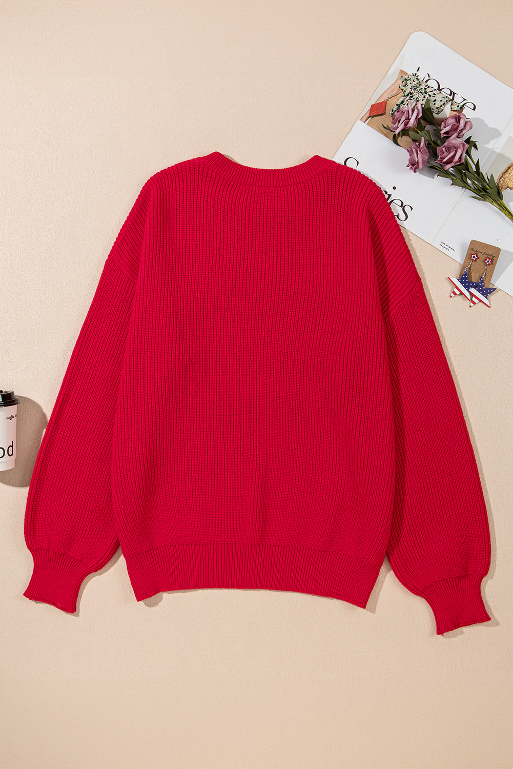 Red Sparkle All The Way Plus Size Sweater