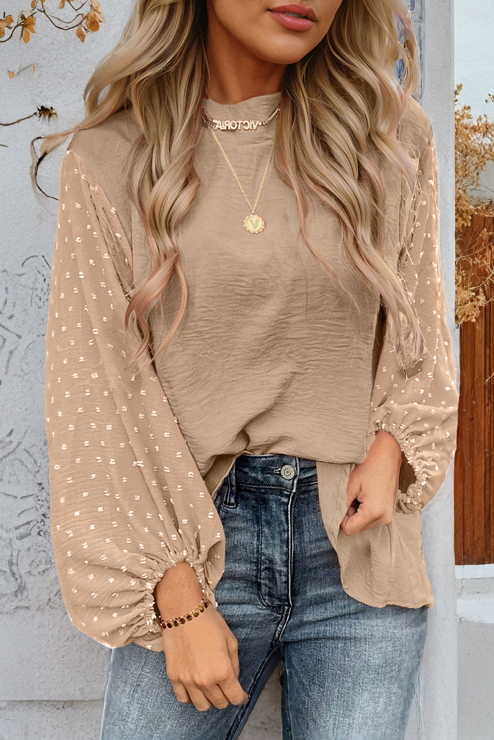 Swiss Dot Balloon Sleeve Top