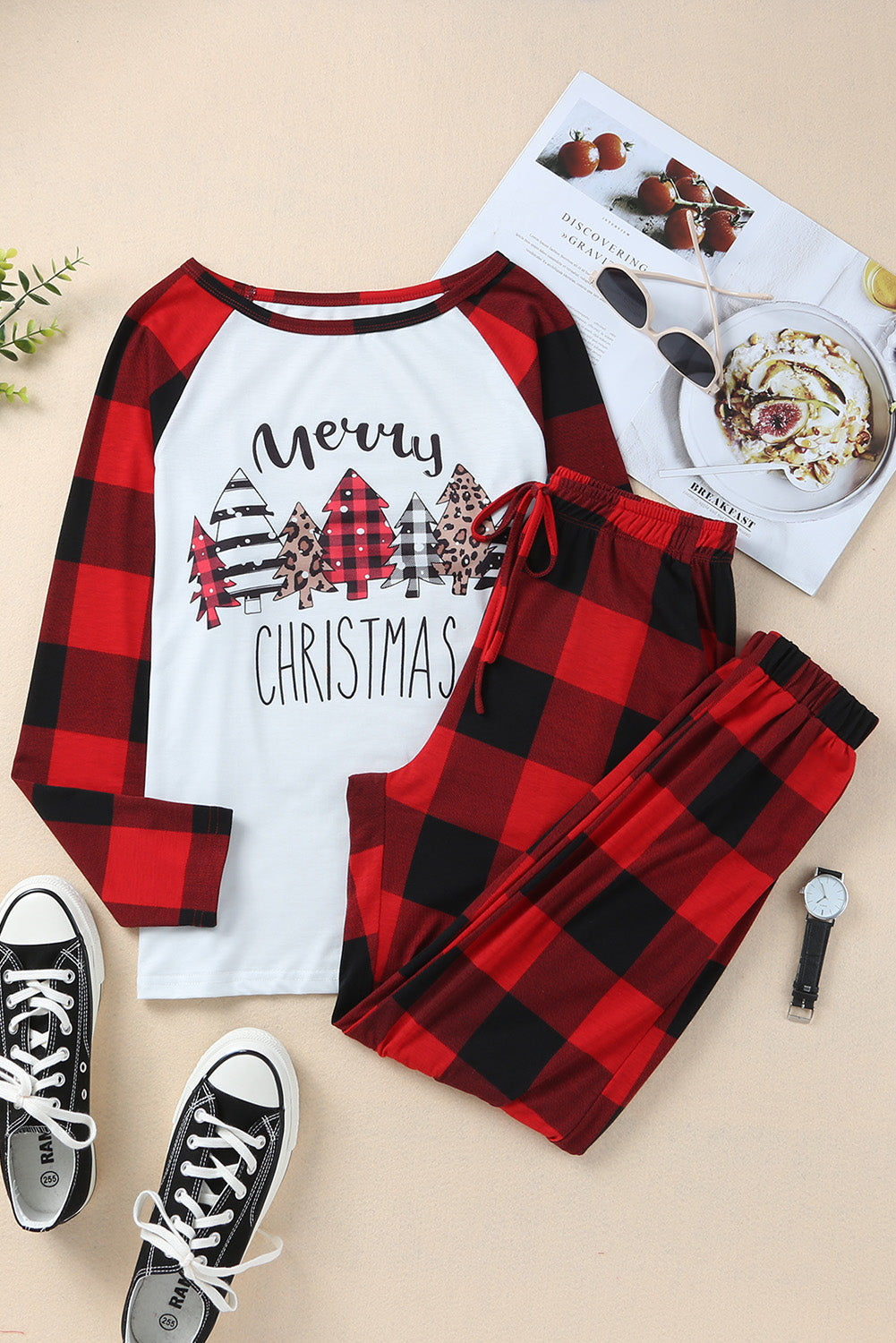 Red Plaid Merry Christmas Pajamas