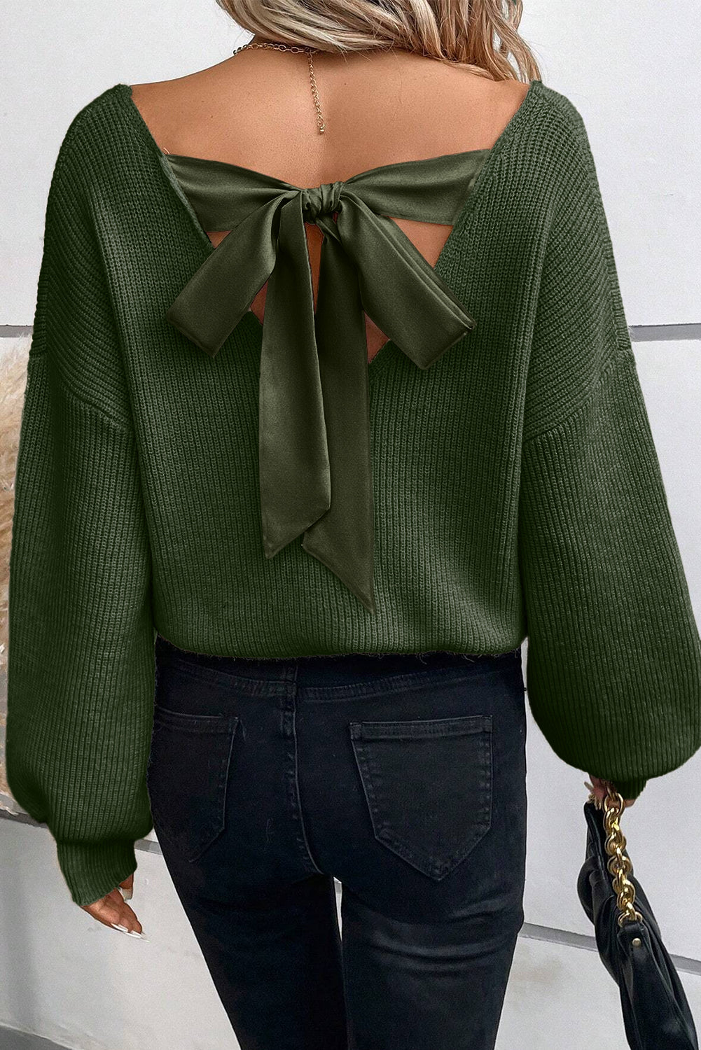 Jungle Green Bowknot Sweater