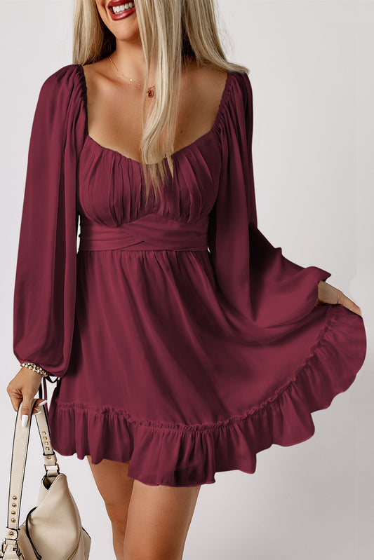 Burgundy Ruffled Dress