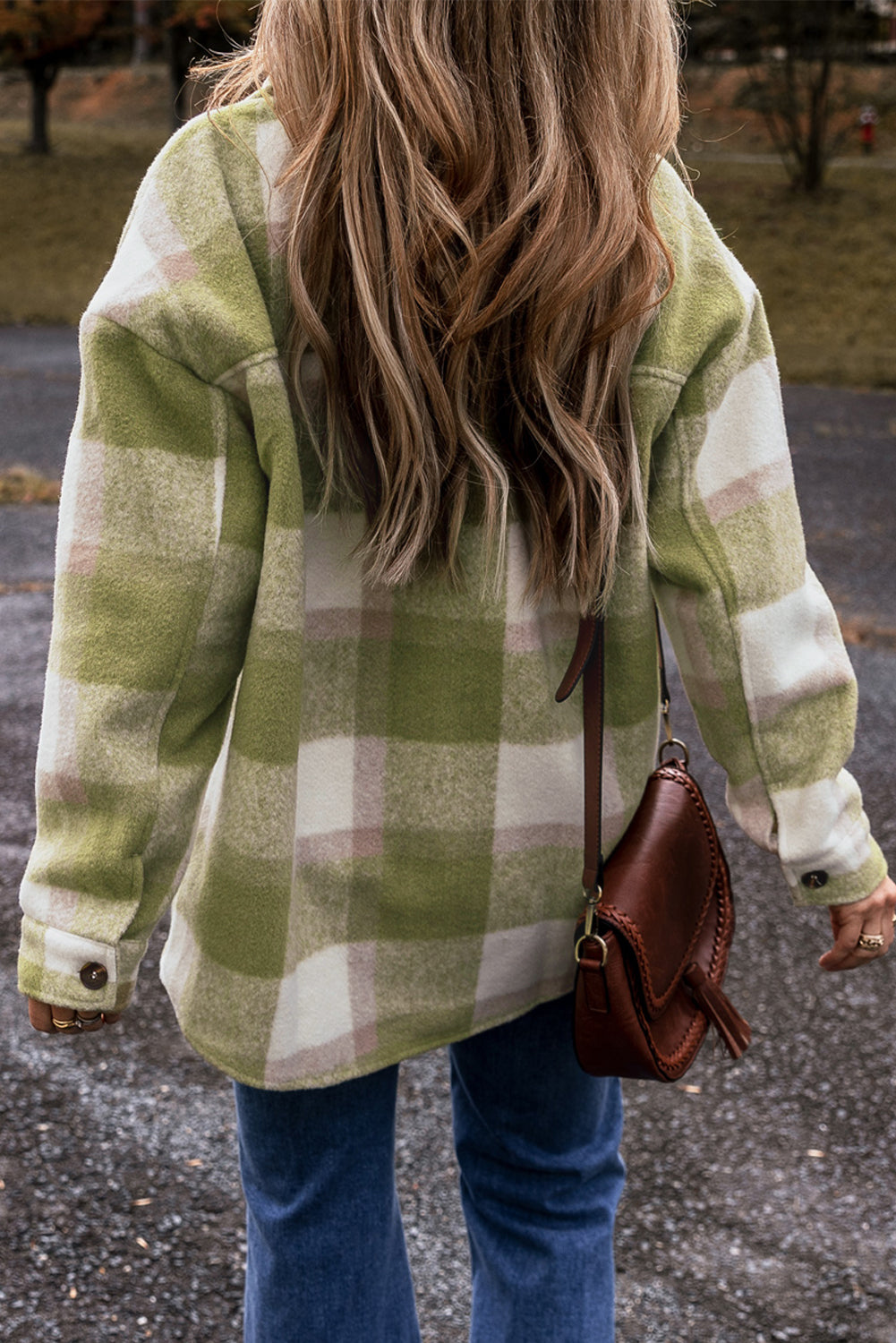 Sage Green Plaid Button Shacket