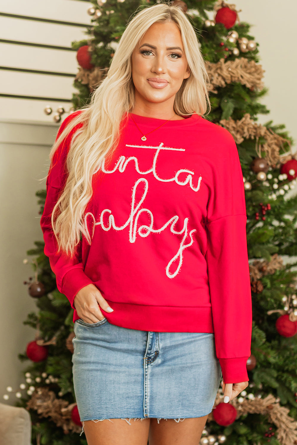 Red Christmas Santa Baby Sweatshirt