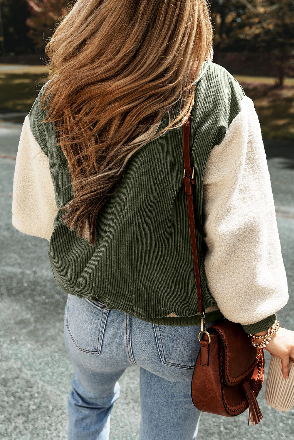 Green Corduroy Bomber Jacket